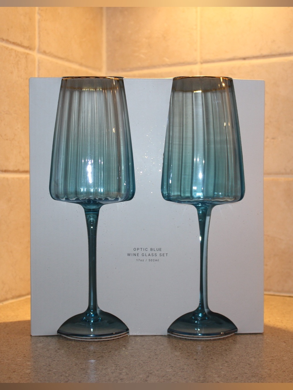 Rachel Zoe Set Of Two Blue Wine Glasses